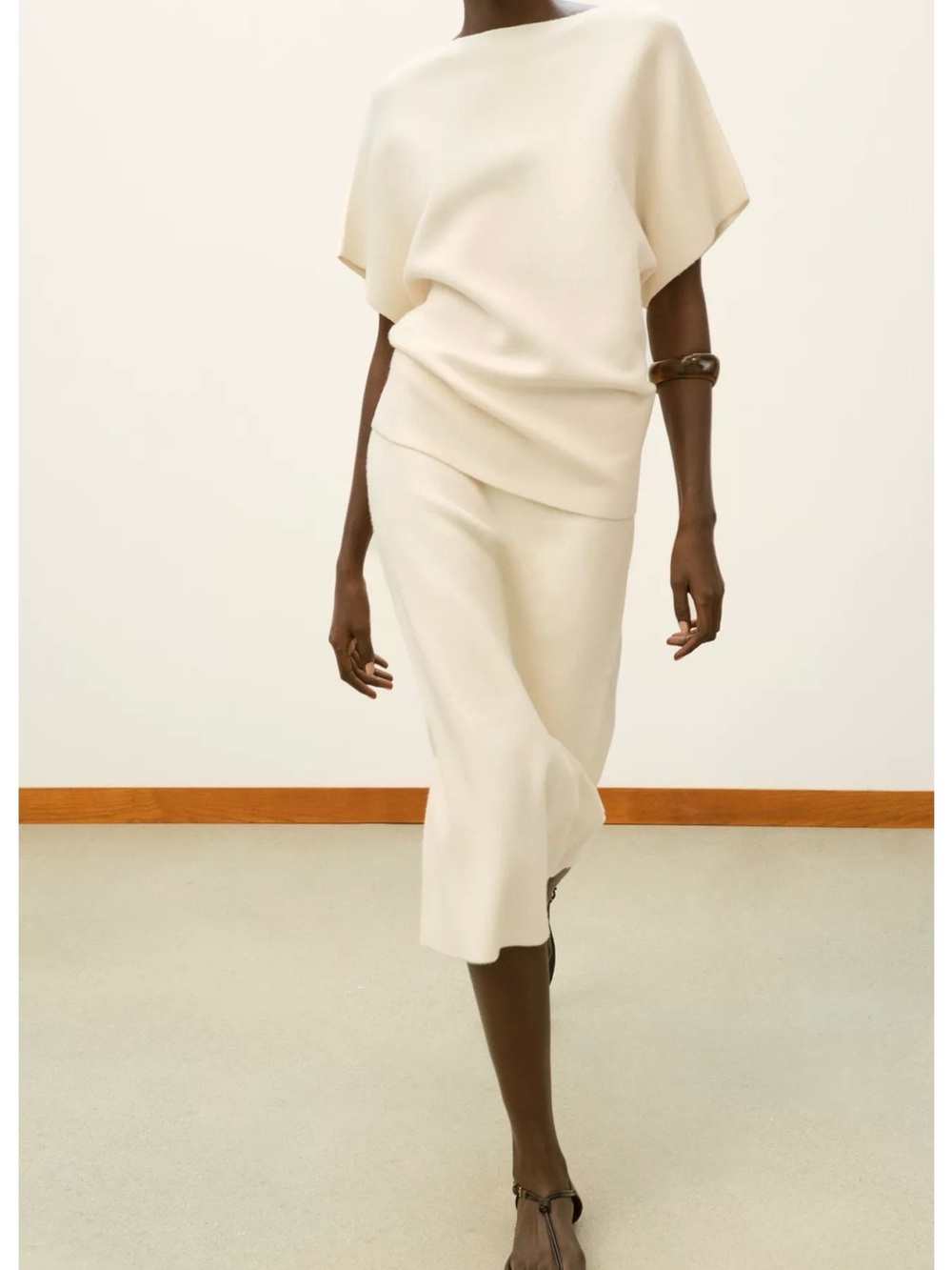 Zara knit wide sleeve top and skirt set